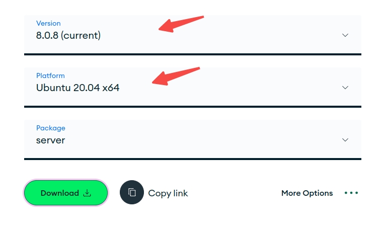 MongoDB 下载（选择你要的版本）